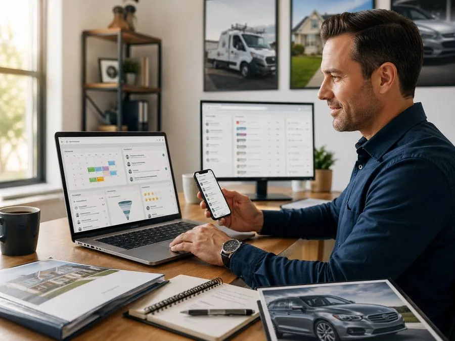 Patriot Business Systems organized CRM dashboard for Wisconsin home service company lead management, scheduling, and review automation